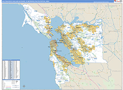 San Francisco-Oakland-Hayward Metro Area Wall Map Basic Style 2026